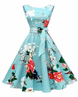 Hanpceirs Women's Boatneck Sleeveless Swing Vintage 1950s Cocktail Dress