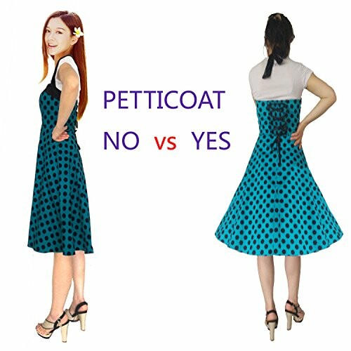 Comparison of a dress worn without and with a petticoat.