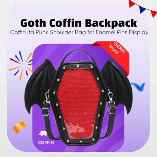 Gothic Coffin Shape Ita Bag Backpack