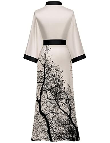 Back view of a kimono featuring a black tree branch design.