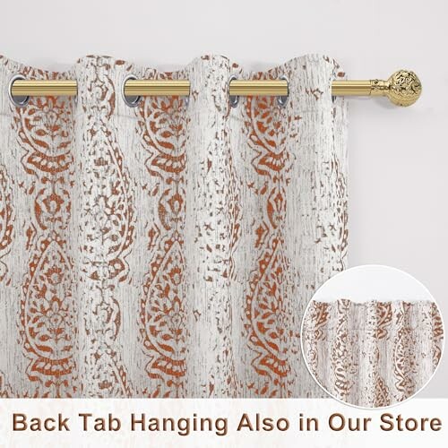 Patterned curtain with back tab hanging option
