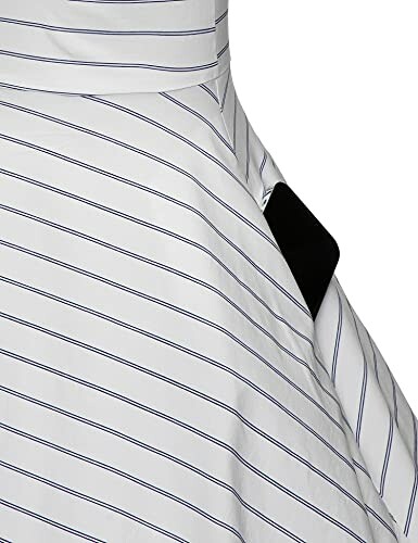 Close-up of a striped dress with a pocket.