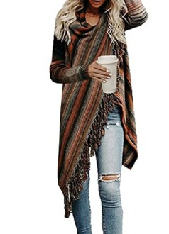 Women's Open Front Knitted Tassels Slash Cardigan