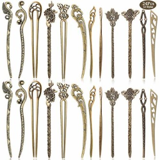 AUHOKY 12 Styles Vintage Bronze Decorative Hair Pin Chopsticks