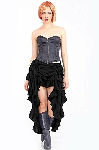 Woman in gothic corset and ruffled skirt