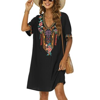 Grosy Women’s Embroidered Mexican Peasant Dress