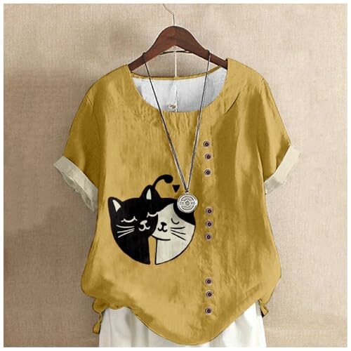 MARSVOVO Cat Print Summer Tops